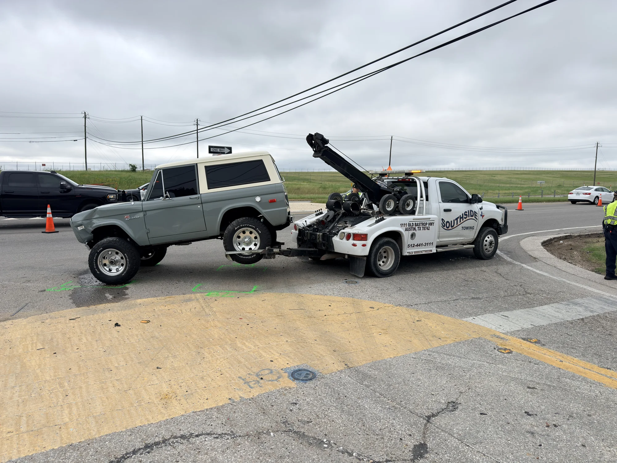 Bronco on the tow truck
